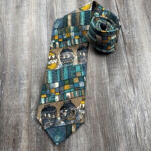 Tino Cosma Men's Tie 100% Silk Made in Italy 3.75"x58" Artwork Design